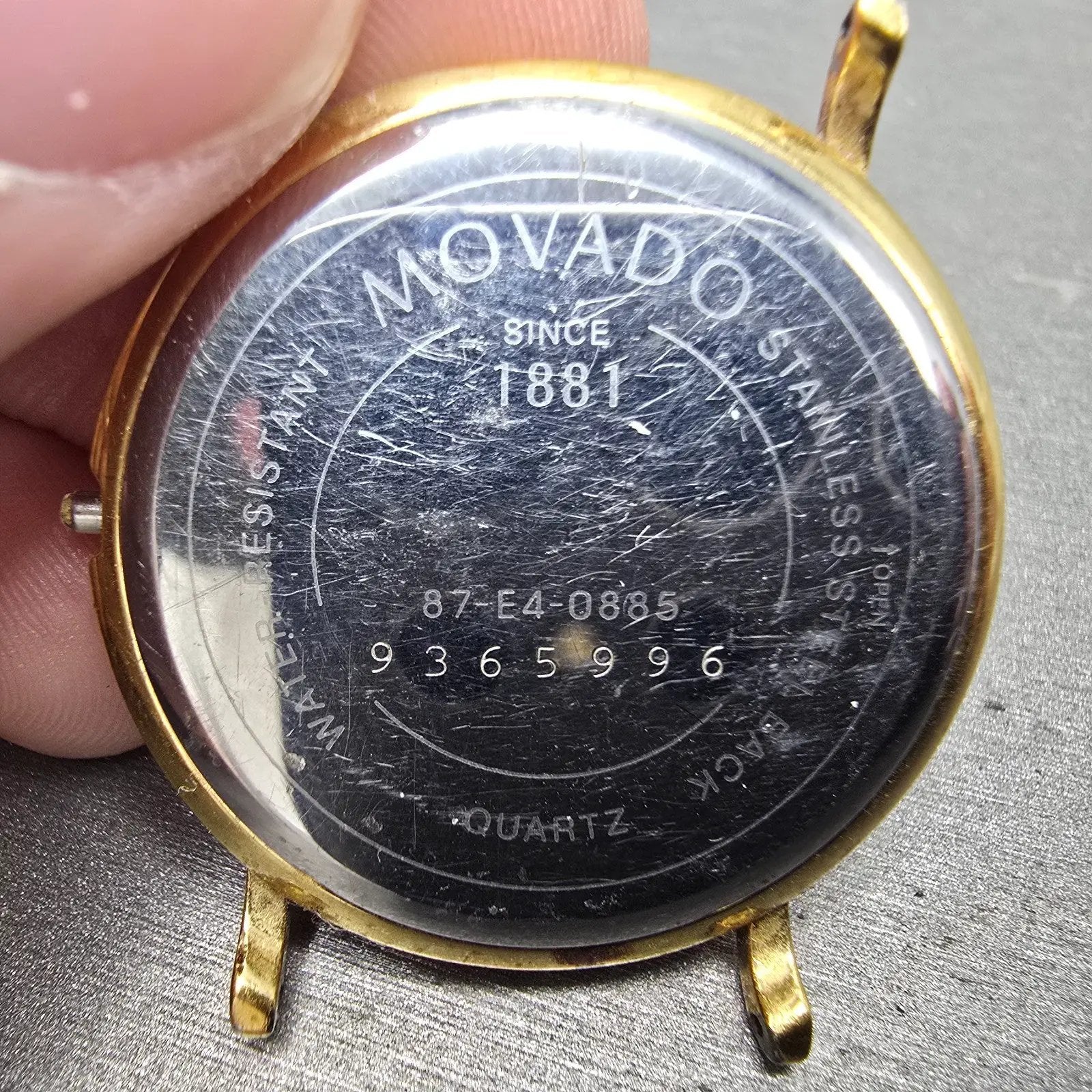 Movado Watch Men 34mm White Dial Gold Tone Round 87-E4-0885 NO CROWN PARTS7