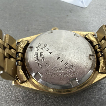 Seiko SQ Watch Women 24mm Black Dial Gold Tone Daydate 24mm Round New Battery NL9