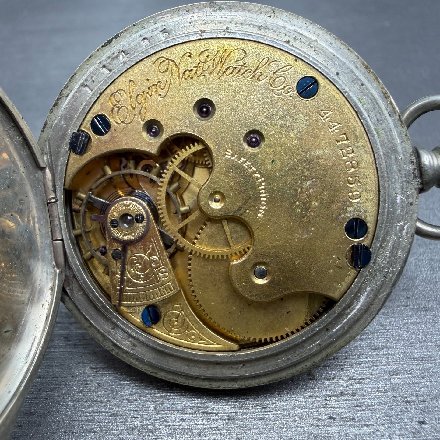 Elgin Pocket Watch 41.5mm White Dial Silver Tone Grade 94 Round Manual Wind PART15