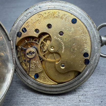 Elgin Pocket Watch 41.5mm White Dial Silver Tone Grade 94 Round Manual Wind PART15