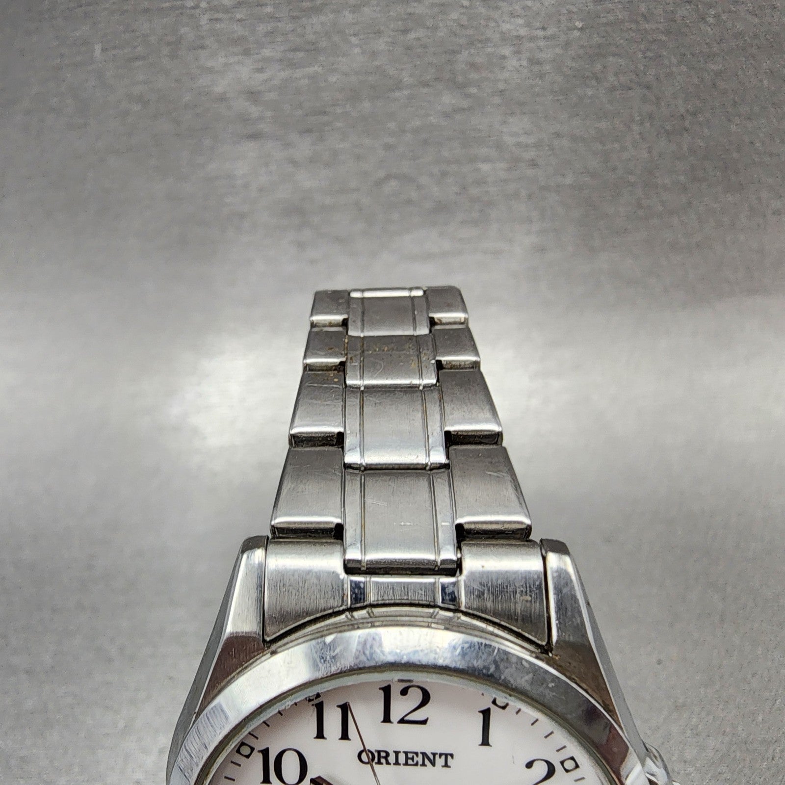 Orient Swimmer Watch Men 36mm White Dial Silver Tone Date Round New Battery ABC4