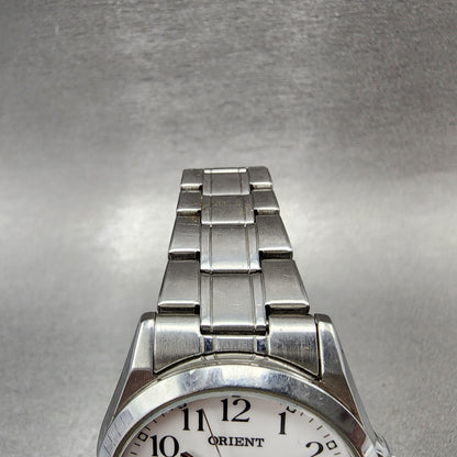Orient Swimmer Watch Men 36mm White Dial Silver Tone Date Round New Battery ABC4