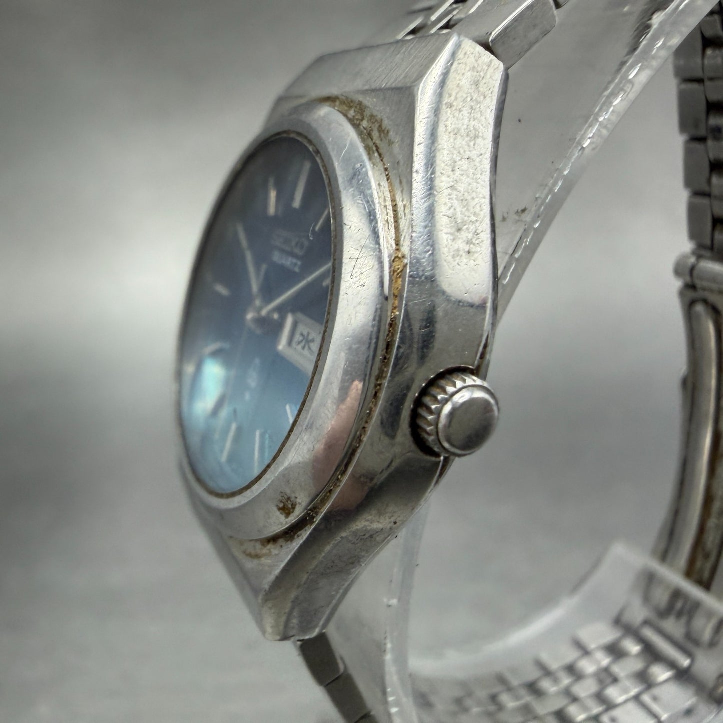 Seiko Watch Women 26mm Blue Dial Silver Tone Daydate Round 7903-0110 New Battery2