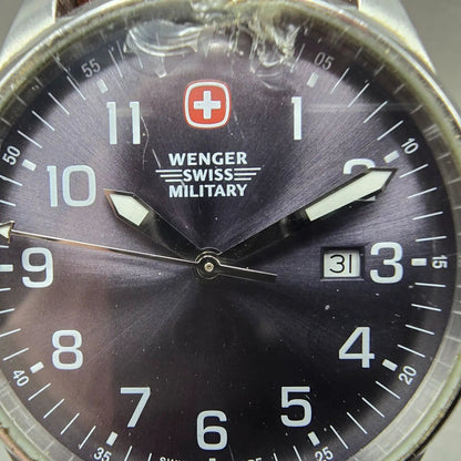 Wenger Swiss Military Terragraph Watch Men 42mm Gray Dial Steel Date New Battery1