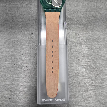 Swatch Poncho Watch Men 34mm Cream Dial Green Case GM122 New Battery NOS9