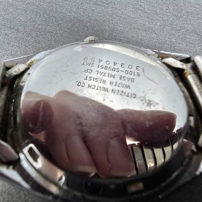 Citizen CQ Watch Men 35mm Silver Dial Silver Daydate Round 6100-S09851 PARTS10