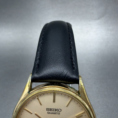 Seiko SQ Watch Men 32mm Champagne Dial Gold Tone Daydate 8223-7089 New Battery4