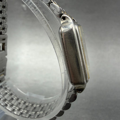 Seiko Tank Watch Women 18mm White Dial Two Tone Rectangle V401-5129 New BatteryX3