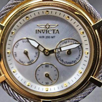 Invicta Bolt Watch Women 39mm Silver Dial Gold Tone Daydate 24456 New Battery1