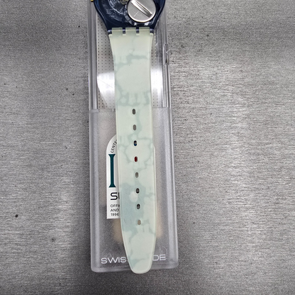 Swatch Black Sheep Watch Men 34mm Blue Dial Blue Case GN150 New Battery NOS10