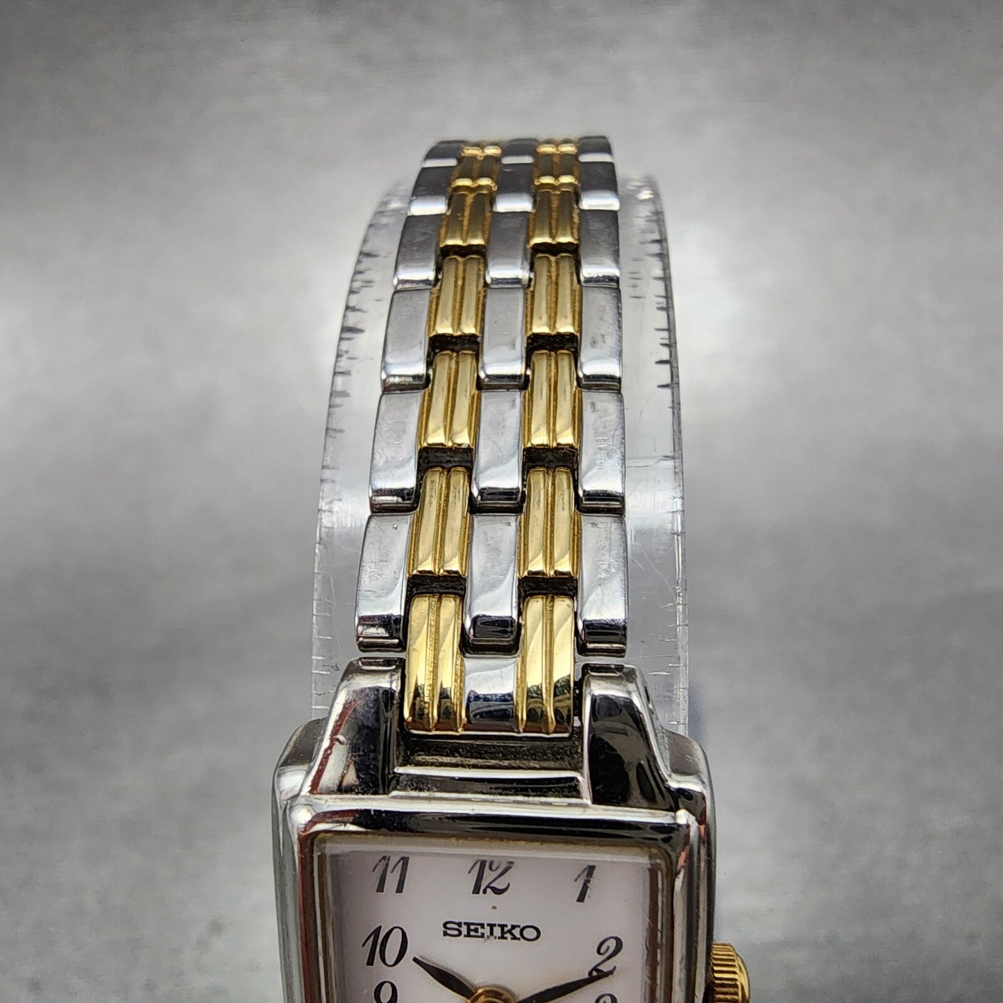 Seiko Watch Women 16mm White Dial Two Tone Rectangle 1N010FH0 New Battery4