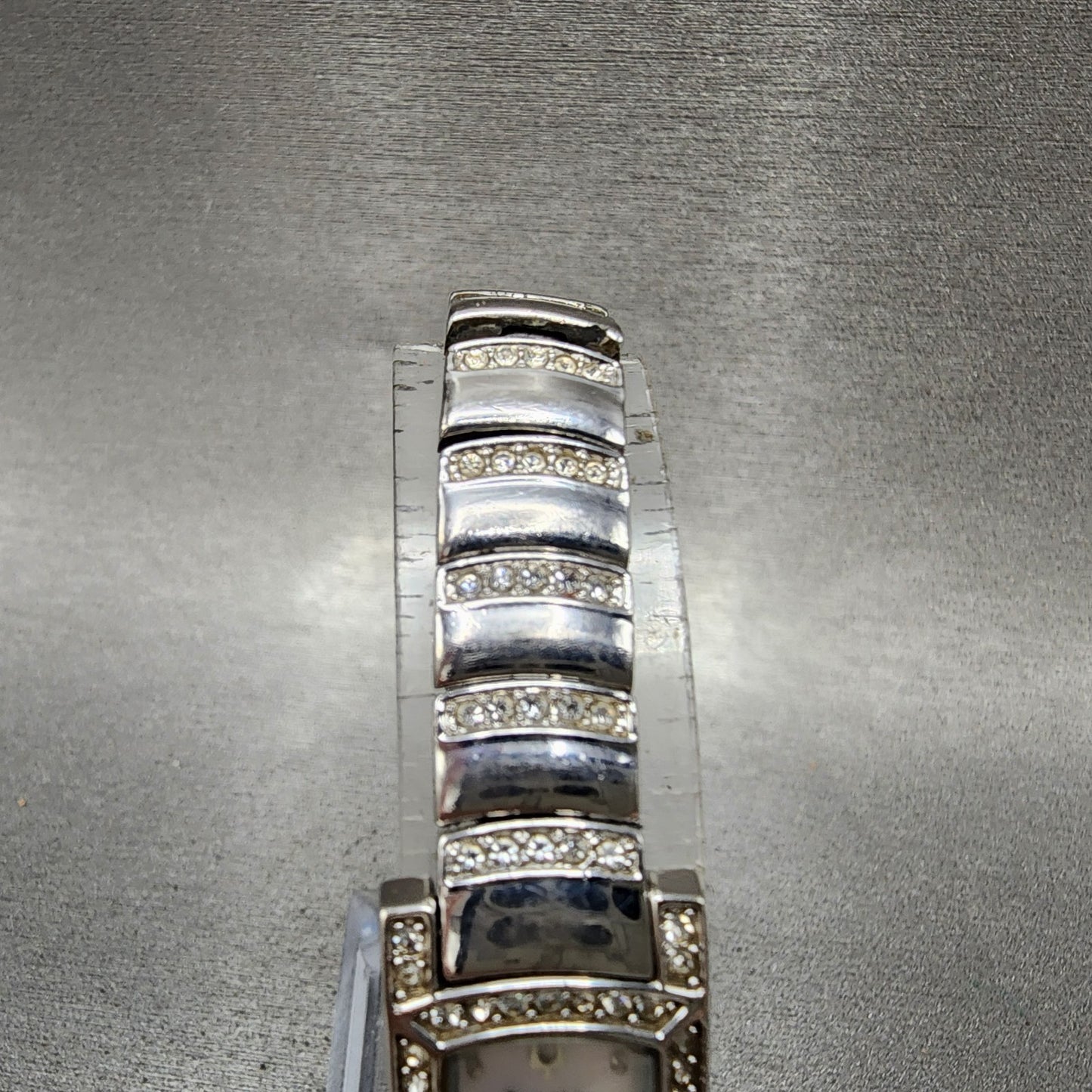 Bulova Tank Watch Women 15mm MOP Dial Silver Tone Crystal Accent 96T13 New Batt4