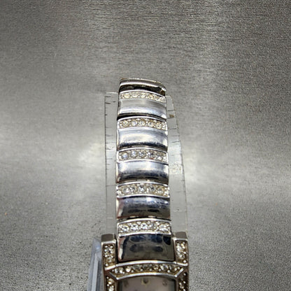Bulova Tank Watch Women 15mm MOP Dial Silver Tone Crystal Accent 96T13 New Batt4