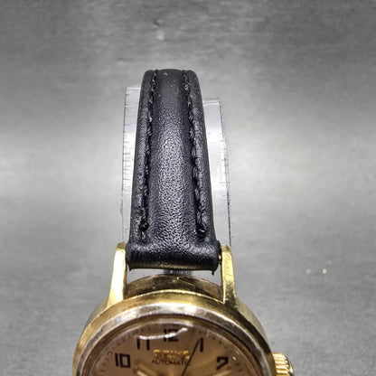 Seiko Automatic Watch Women 24mm Champagne Dial Gold Tone Date 2205-0599 Runs4