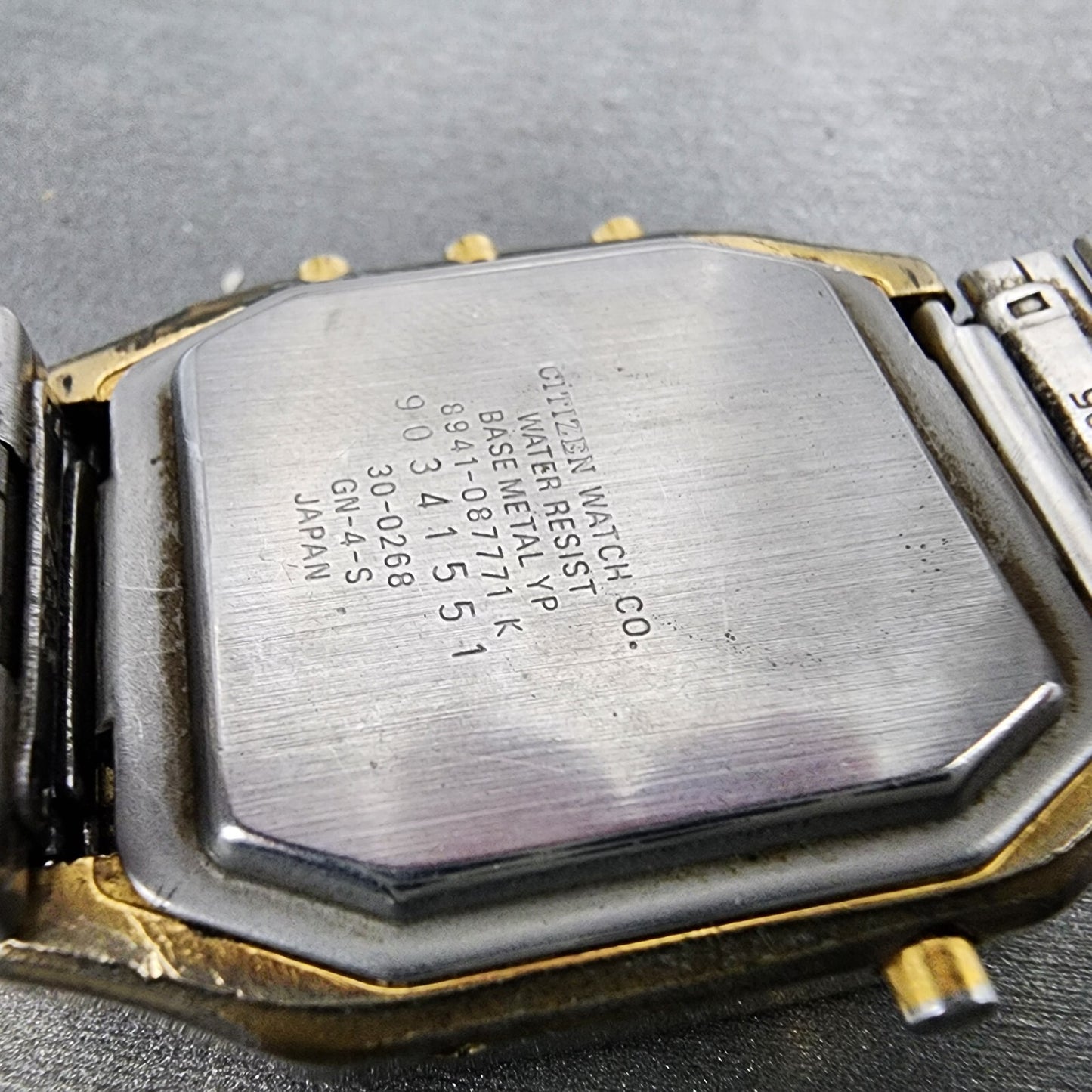 Citizen Robot Space Watch Men 33mm Analog Digital Gold Tone Rectangle READ!!! B110