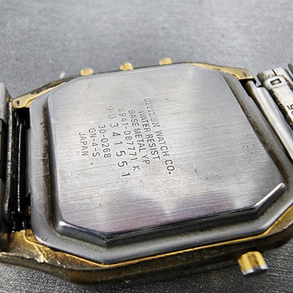 Citizen Robot Space Watch Men 33mm Analog Digital Gold Tone Rectangle READ!!! B110