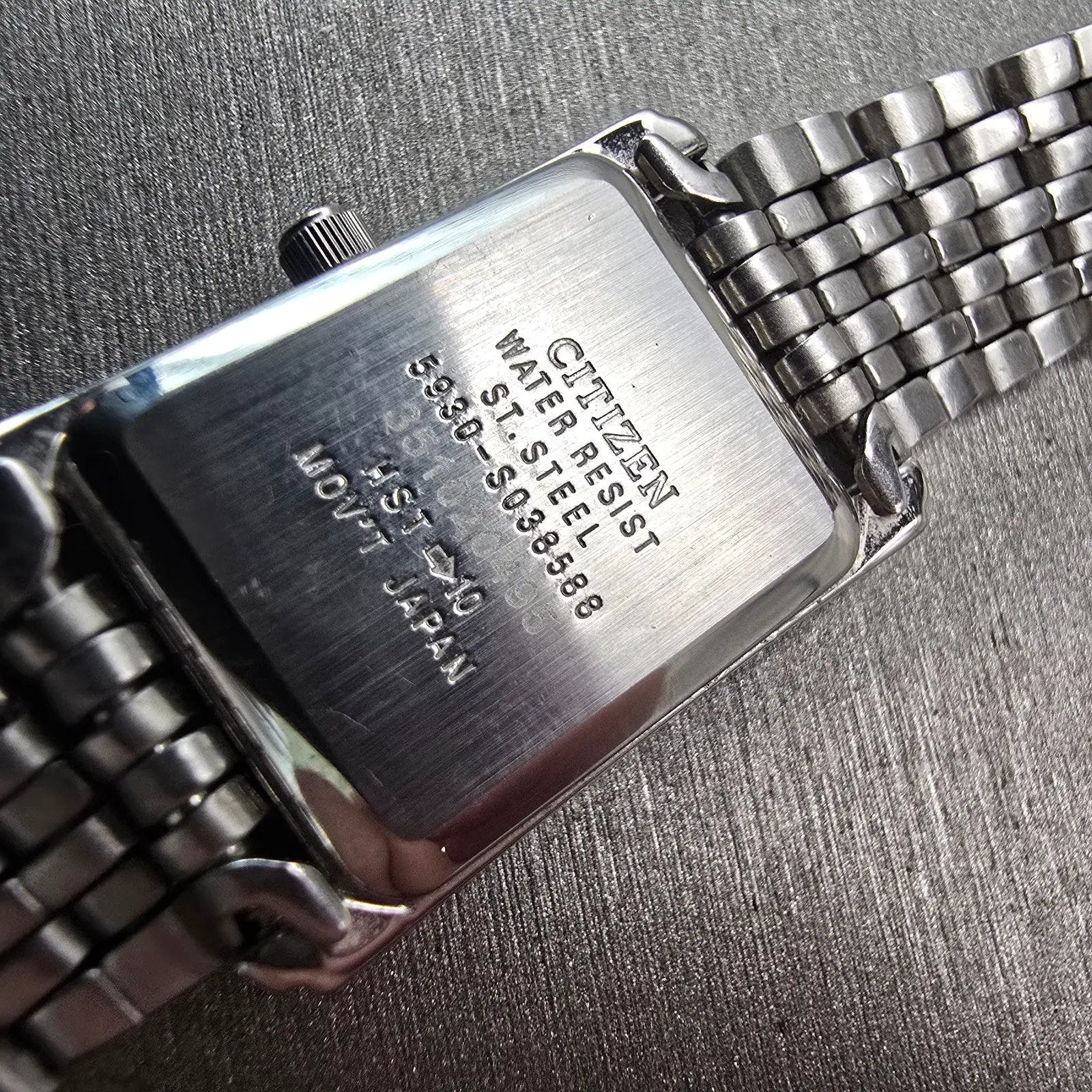 Citizen Watch Women 18mm Black Dial Silver Tone Rectangle 5930-S038588 New Batt10