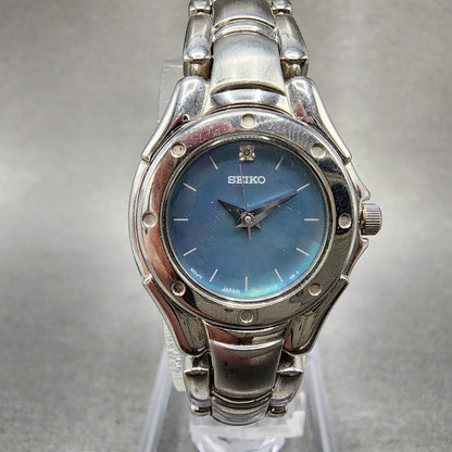 Seiko Watch Women 22mm MOP Dial Silver Tone Round 1n010cw0 New Battery0