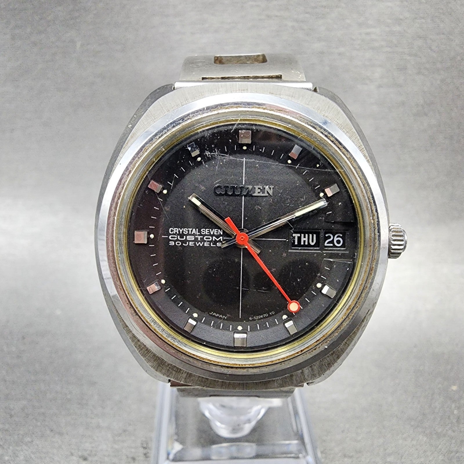 Citizen Crystal Seven Custom Automatic Watch Men 37mm Black Dial Steel Runs0