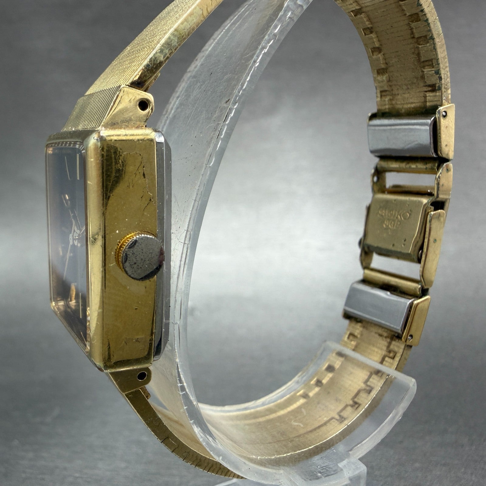 Seiko Tank Watch Women 20mm Black Dial Gold Tone Rectangle 4301-5030 New Battery2