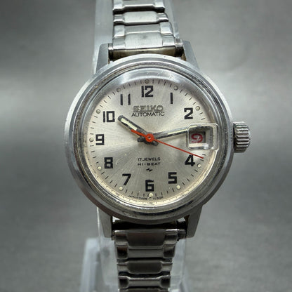 Seiko Automatic Watch Women 24mm Silver Dial Silver Tone Date 2205-0599 PARTS0