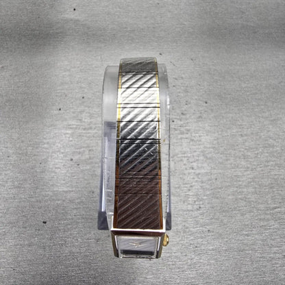 Seiko Watch Women 13mm Silver Dial Two Tone Rectangle 1E20-5109 New Battery VTG4