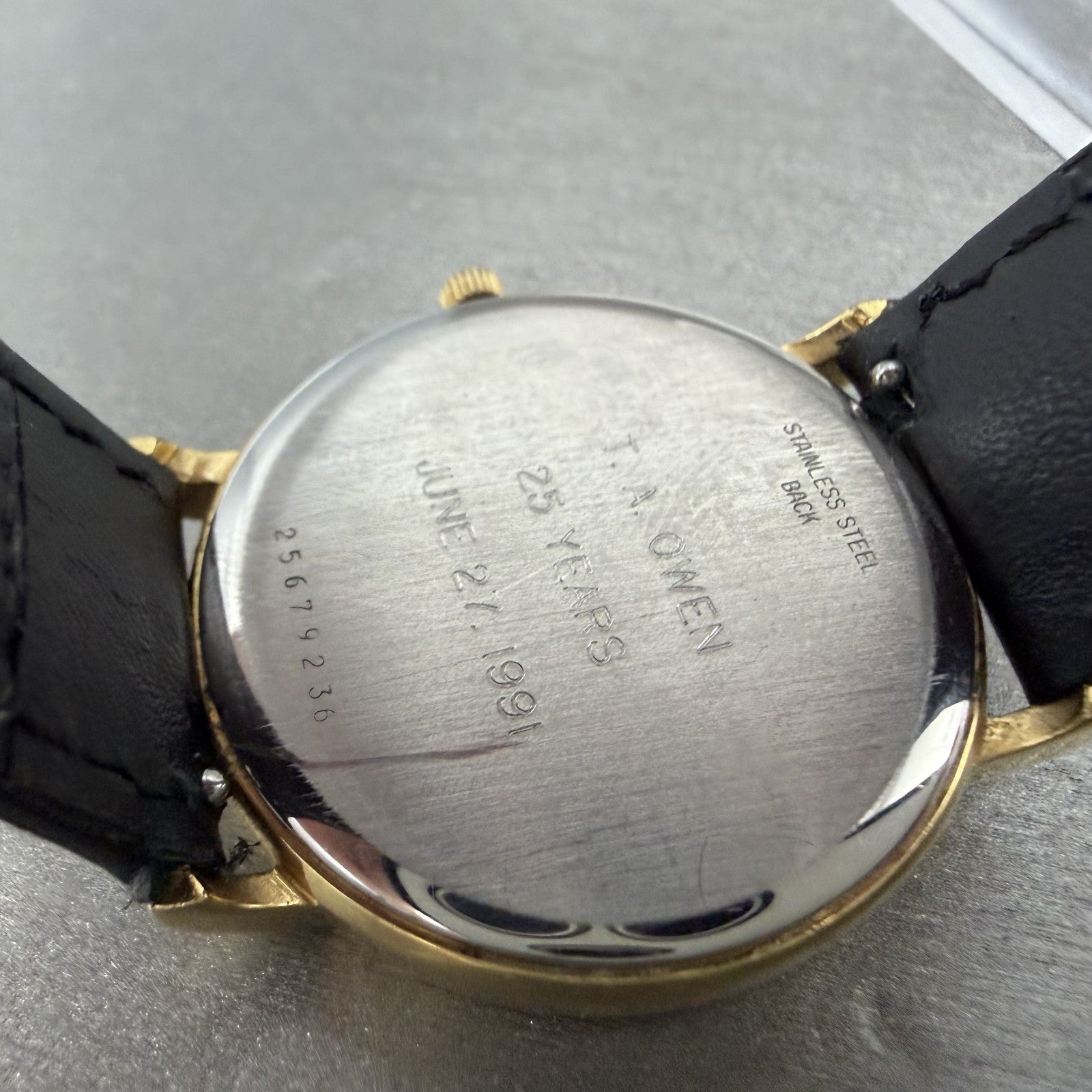 Longines Watch Men 33mm Gold Dial Gold Tone Daydate Round 114 7250 New Battery9