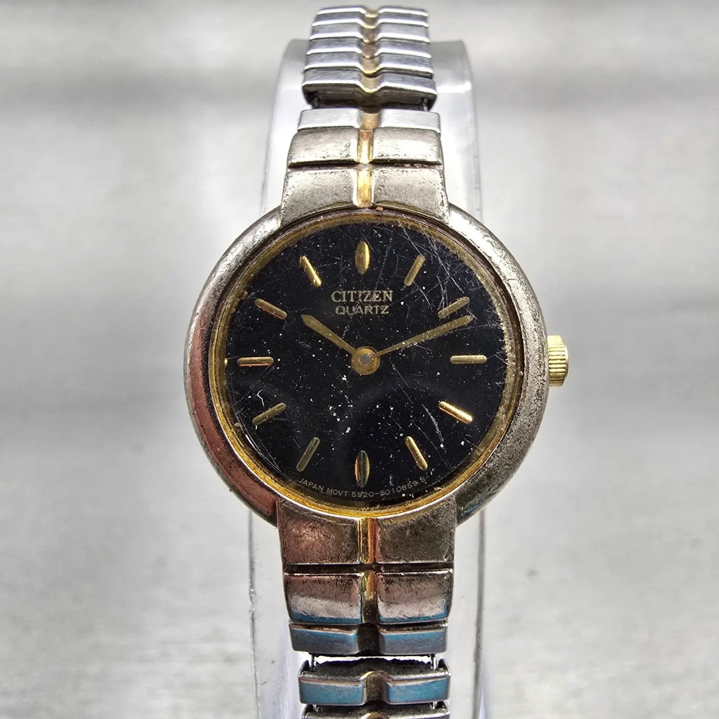 Citizen Watch Women 20mm Black Dial Two Tone Round 5920-S006007 New Battery0