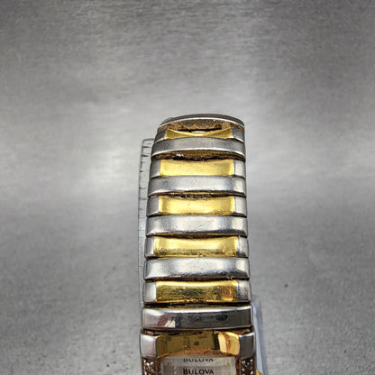 Bulova Tank Watch Women 15mm Silver Dial Two Tone 98F67 New Battery4