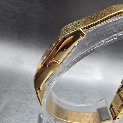 Seiko Tank Watch Women 13mm Gold Dial Gold Tone Rectangle 1320-5990 New Battery2