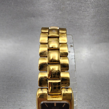 Seiko Tank Watch Women 14mm Black Dial Gold Tone Rectangle 1F205D20 New Battery4