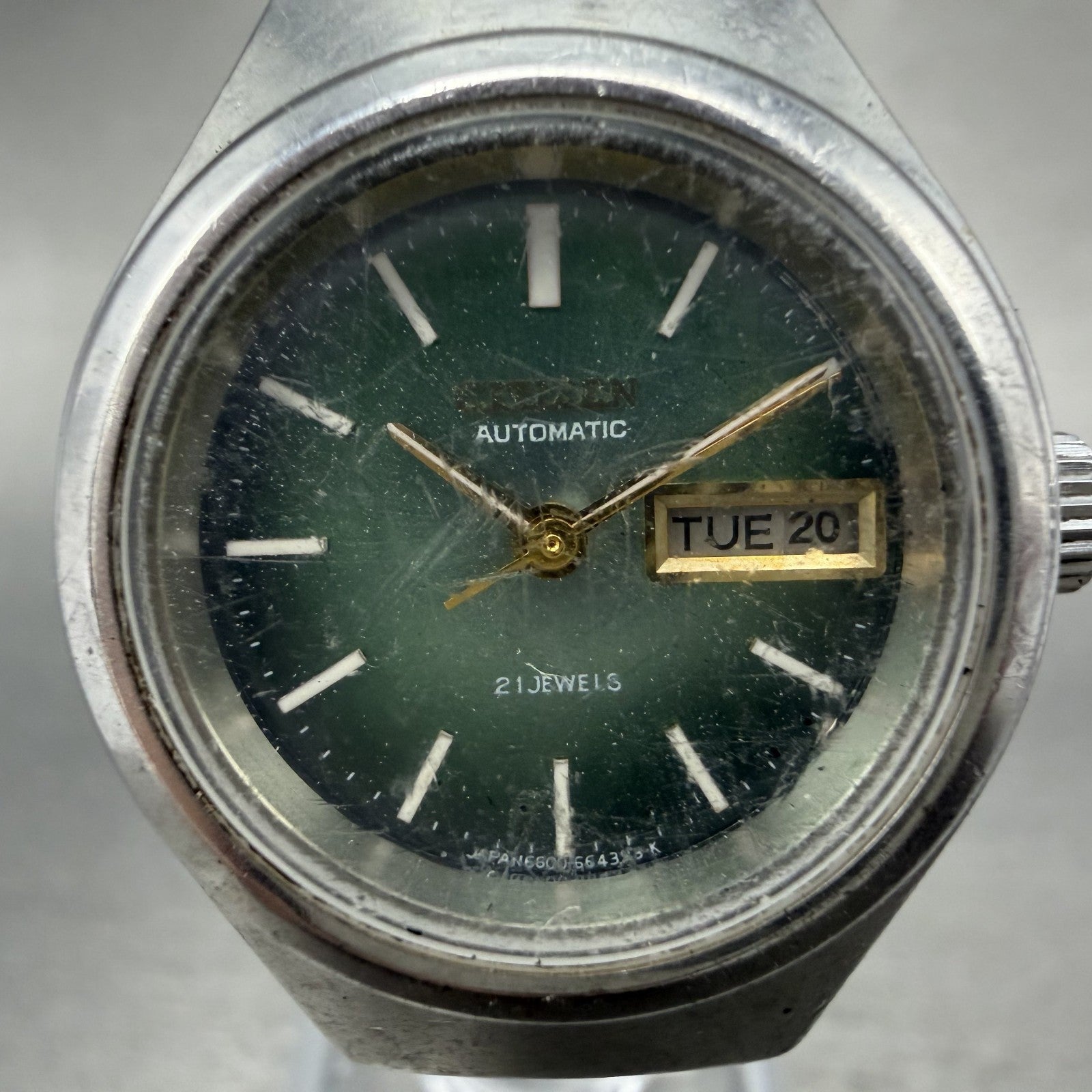 Citizen Automatic Watch Women 26mm Green Dial Steel Daydate Round Runs Vintage1