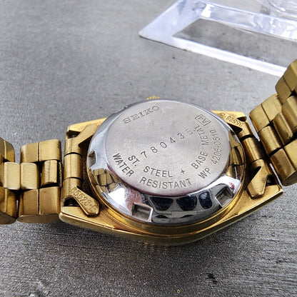 Seiko 5 Automatic Watch Women 24mm Champagne Dial Gold Tone Daydate Runs9