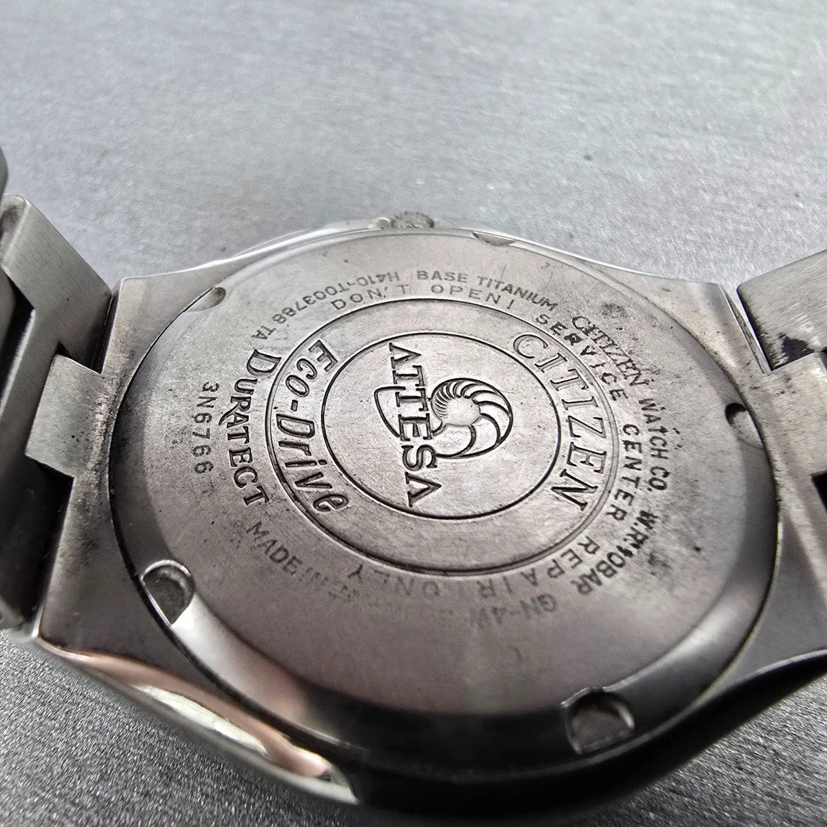 Citizen Eco-Drive Attesa Watch Men 38mm Black Dial Titanium H410-T003788 PARTS!19