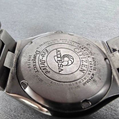 Citizen Eco-Drive Attesa Watch Men 38mm Black Dial Titanium H410-T003788 PARTS!19
