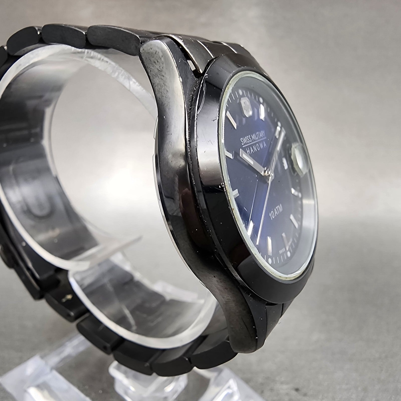 Swiss Military Hanowa Watch Women 36mm Blue Dial Black Date 65023 New Battery3