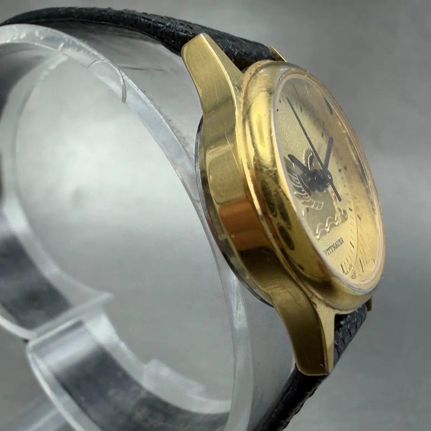 Wittnauer Pegasus Watch Women 24mm Gold Dial Gold Tone Round New Battery KLJG3