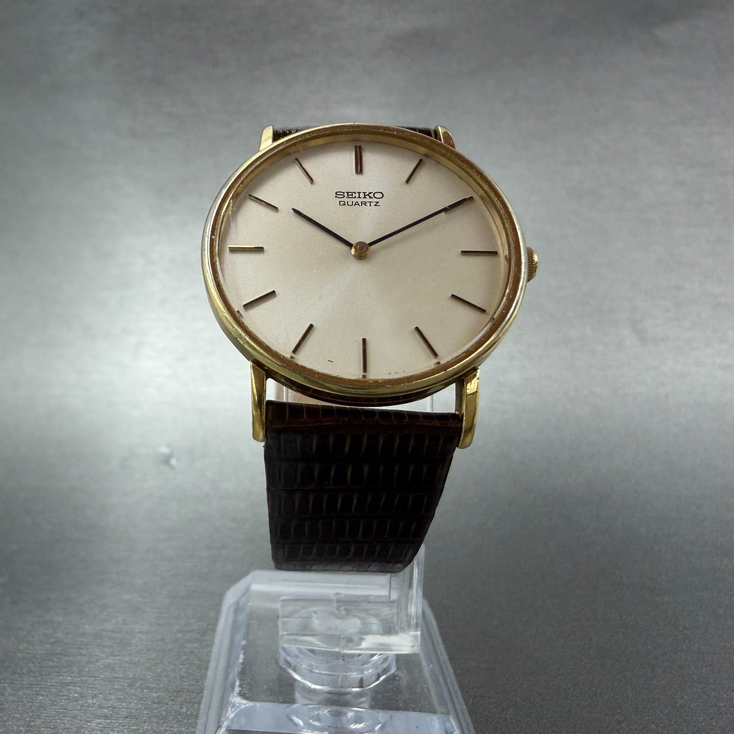 Seiko Watch Men 32mm Cream Dial Gold Tone Round 7800-8019 New Battery Vintage5