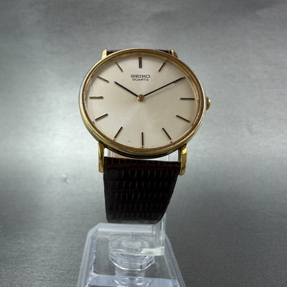 Seiko Watch Men 32mm Cream Dial Gold Tone Round 7800-8019 New Battery Vintage5