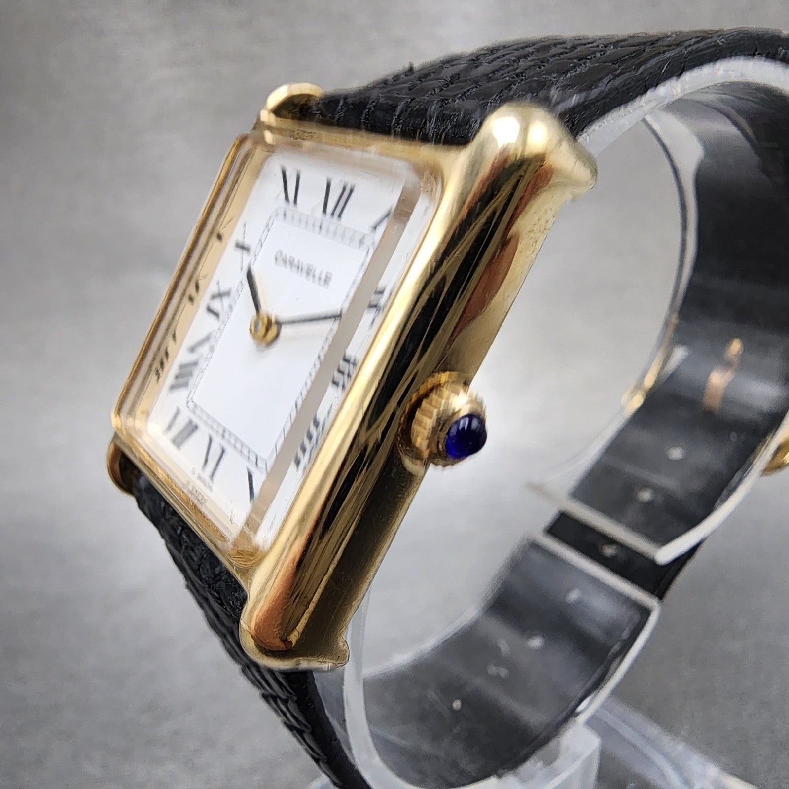 Bulova Caravelle Tank Watch Women 23mm White Dial Gold Tone Rectangle Manual2