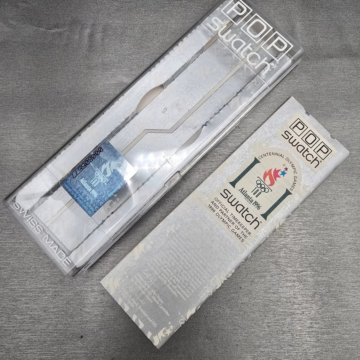 Swatch Pop Roma 1960 Watch Men 40mm Blue Dial Brown Case PMZ101 New Battery NOS11