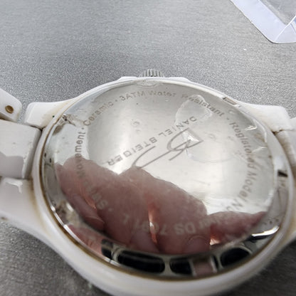 Daniel Steiger Dive Watch Women 38mm MOP Dial White Ceramic Date Round New Batt9