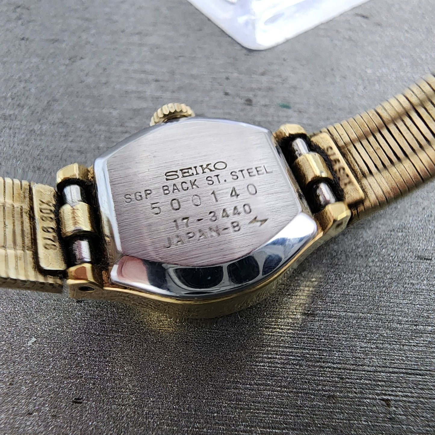 Seiko Watch Women 17mm Champagne Dial Gold Tone Manual 173440 Runs9