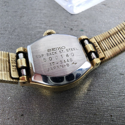 Seiko Watch Women 17mm Champagne Dial Gold Tone Manual 173440 Runs9