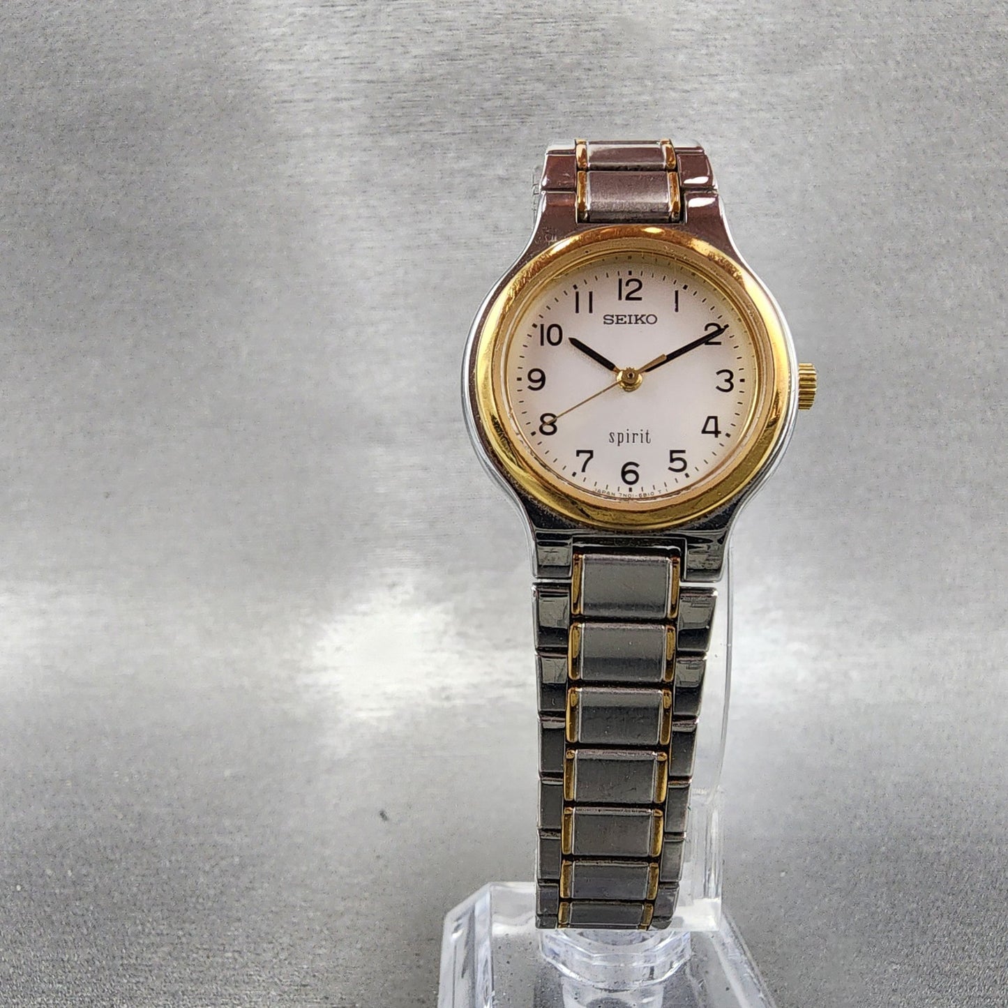 Seiko Spirit Watch Women 25mm Silver Dial Two Tone Round 7N016A80 New Battery5