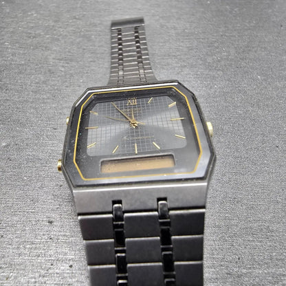 Seiko Watch Men 29mm Black Analog Digital Alarm Chronograph H601 PARTS Vintage4