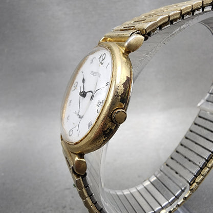 Seiko Pulsar Watch Men 33mm White Dial Gold Tone Date V5378a30 New Battery2