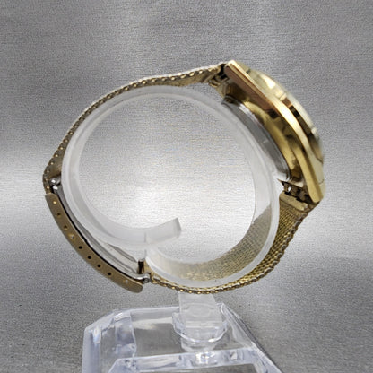 Citizen CQ Crystron Watch Men 34mm White Dial Gold Tone Daydate 4-710240 PARTS