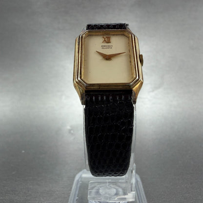 Seiko tank Watch Women 19mm Cream Dial Gold Tone Rectangle 1400-8030 New Battery5