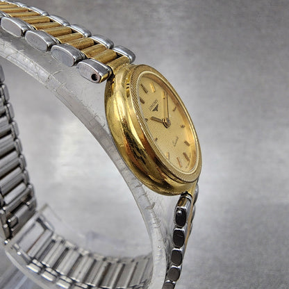 Longines Watch Women 20mm Gold Dial Two Tone Round 21852475 New Battery VTG2